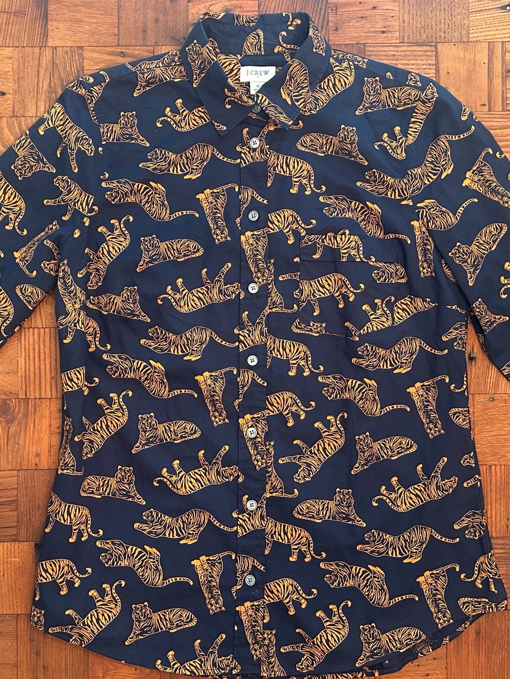 J.CREW Tiger Print Cotton Button-Down Shirt. Signature Fit. - Picture 2 of 8
